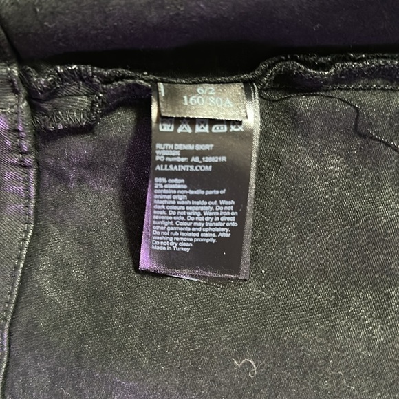 All Saints Women’s Button Wrap Skirt Ruth Denim  ,Black,Size 2 - Picture 6 of 6